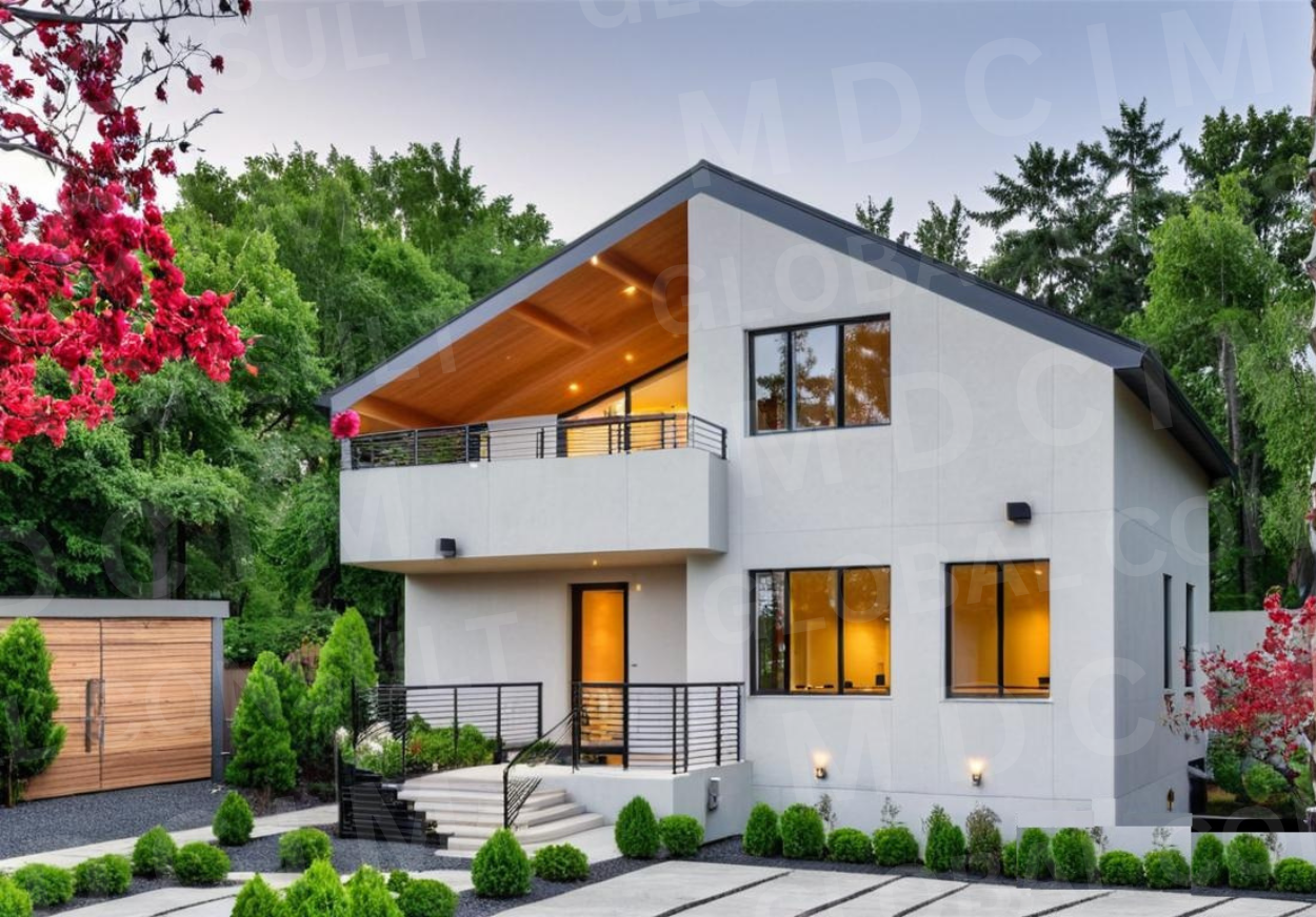 Casa cu mansarda P+M 135 mp – vedere exterioara 3D